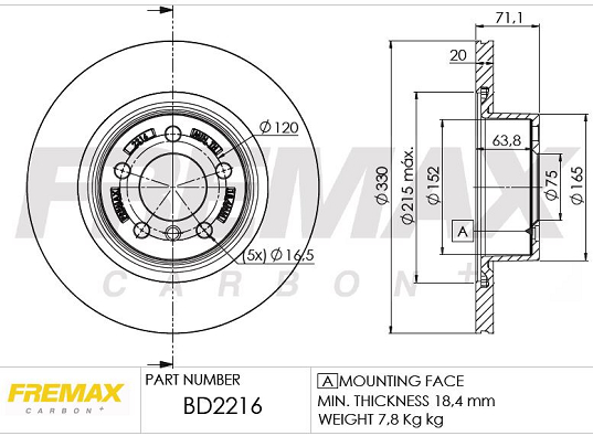 Brake Disc (Rear axle)  Art. BD2216