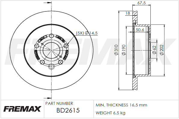 Brake Disc (Rear axle)  Art. BD2615