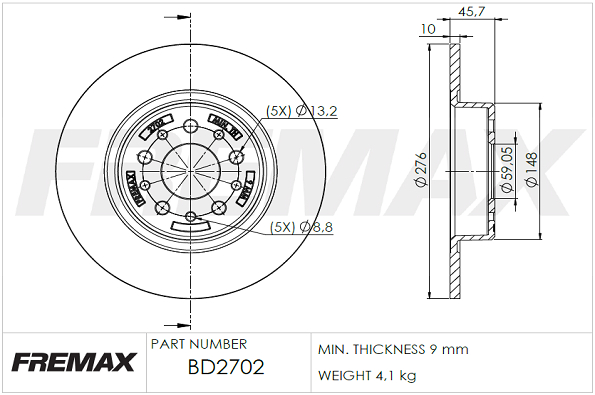 Brake Disc (Rear axle)  Art. BD2702