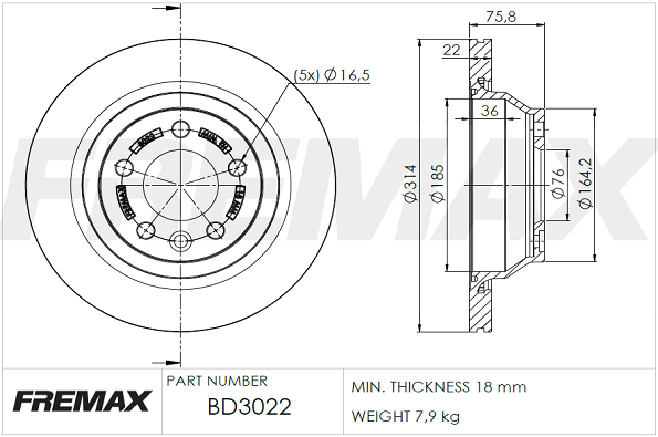 Brake Disc (Rear axle)  Art. BD3022