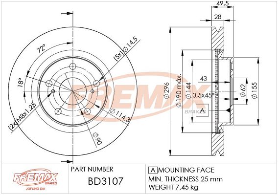 Brake Disc (Front axle)  Art. BD3107