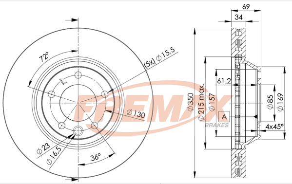 Brake Disc (Front axle, left)  Art. BD3323