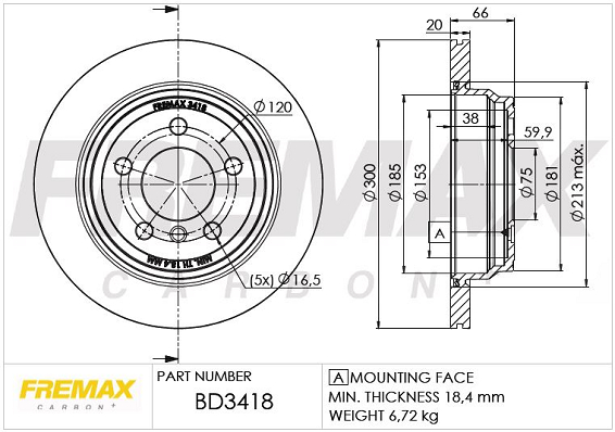 Brake Disc (Rear axle)  Art. BD3418