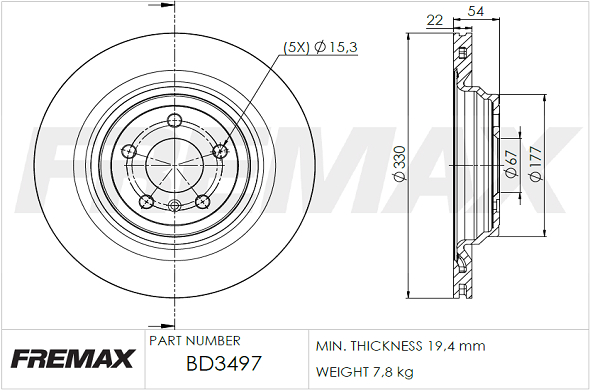 Brake Disc (Ventilated)  Art. BD3497