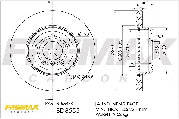 Brake Disc (Front axle)  Art. BD3555