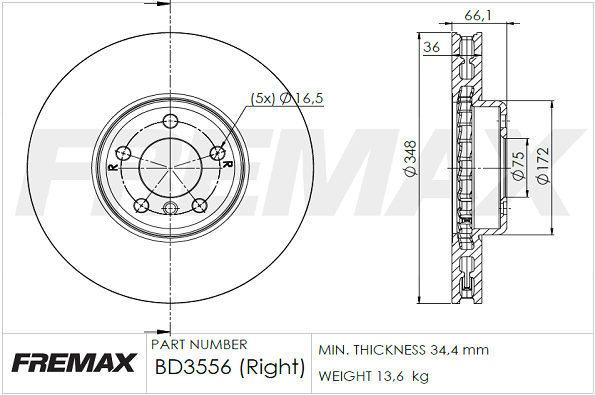 Brake Disc (Front axle, right)  Art. BD3556