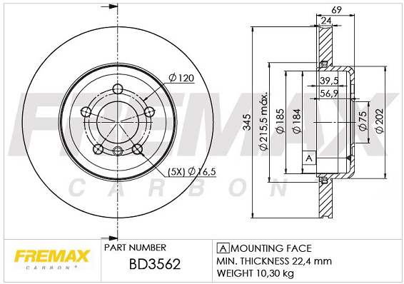 Brake Disc (Front axle)  Art. BD3562