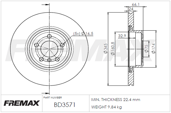 Brake Disc (Rear axle)  Art. BD3571