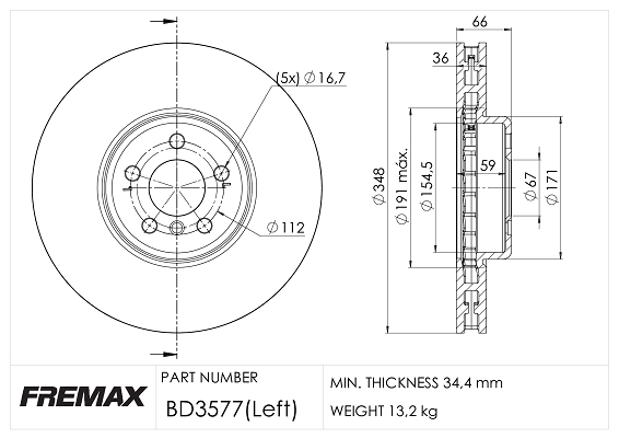 Brake Disc (Front axle)  Art. BD3577