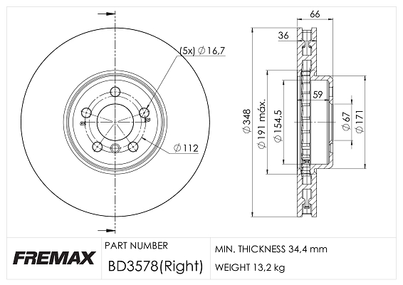 Brake Disc (Front axle)  Art. BD3578