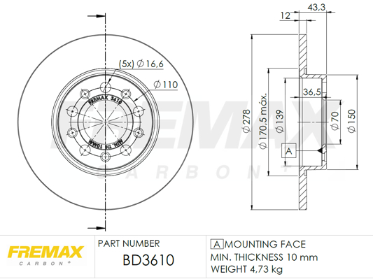 Brake Disc (Rear axle)  Art. BD3610