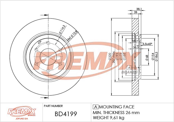 Brake Disc (Front axle)  Art. BD4199