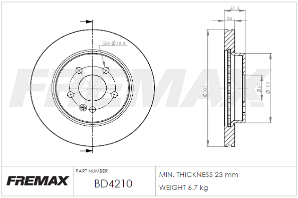 Brake Disc (Front axle)  Art. BD4210