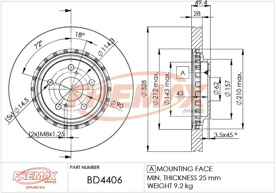 Brake Disc (Front axle)  Art. BD4406