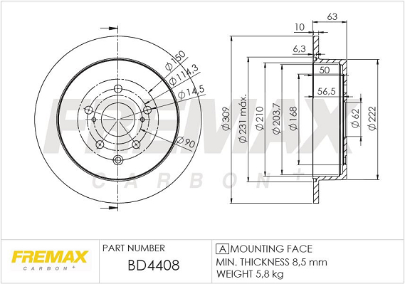 Brake Disc (Rear axle)  Art. BD4408