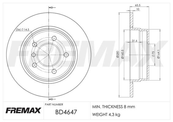 Brake Disc (Rear axle)  Art. BD4647