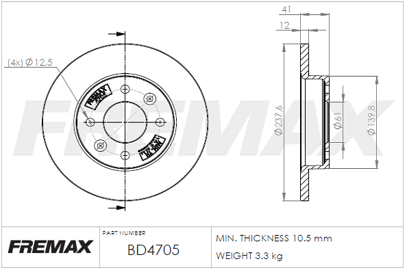 Brake Disc (Front axle)  Art. BD4705