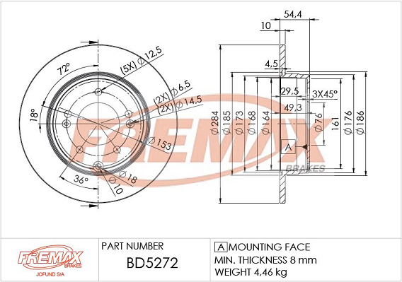 Brake Disc (Rear axle)  Art. BD5272