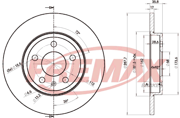 Brake Disc (Rear axle)  Art. BD5316