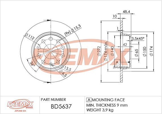 Brake Disc (Rear axle)  Art. BD5637