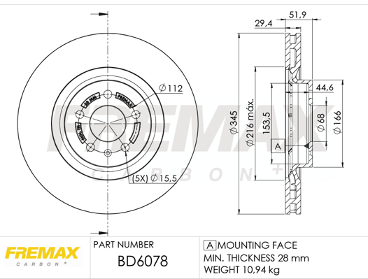 Brake Disc (Front axle)  Art. BD6078