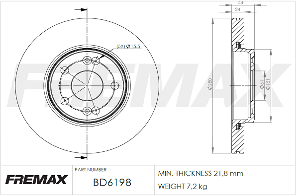 Brake Disc (Front axle)  Art. BD6198