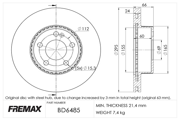 Brake Disc (Rear axle)  Art. BD6485