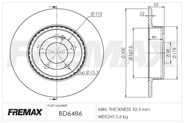 Brake Disc (Front axle)  Art. BD6486