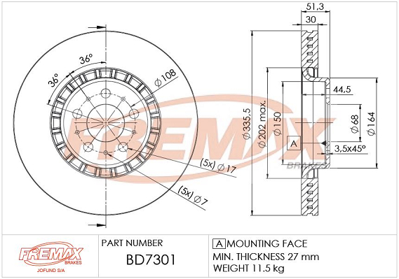 Brake Disc (Front axle)  Art. BD7301