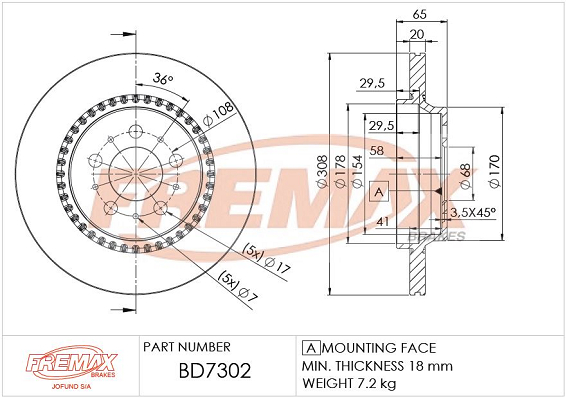 Brake Disc (Rear axle)  Art. BD7302