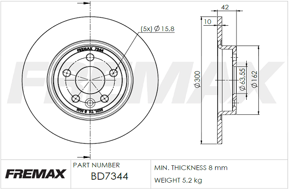 Brake Disc (Rear axle)  Art. BD7344