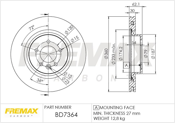 Brake Disc (Front axle)  Art. BD7364