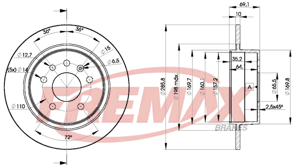 Brake Disc (Rear axle)  Art. BD7476