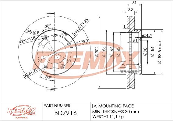 Brake Disc (Ventilated, inside)  Art. BD7916