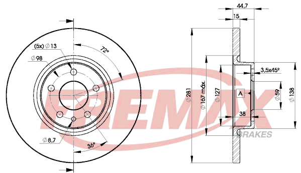 Brake Disc (Front axle)  Art. BD8567