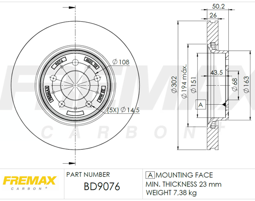 Brake Disc (Front axle)  Art. BD9076