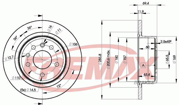 Brake disc (Rear axle)  Art. BD9211