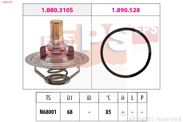 Thermostat, coolant (Front axle)  Art. 1880310