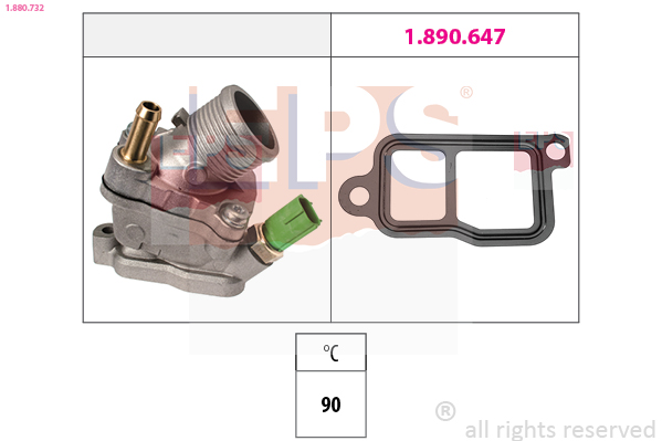 Thermostat, coolant (Front axle)  Art. 1880732