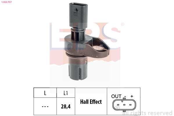 Sensor, camshaft position (Front axle, Rear axle)  Art. 1953757