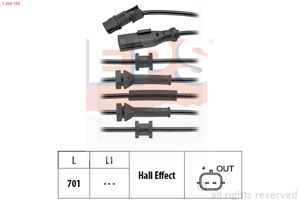 Sensor, wheel speed (Rear axle, both sides)  Art. 1960169