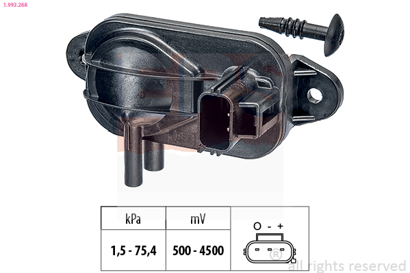 Sensor, exhaust pressure (Front axle)  Art. 1993268