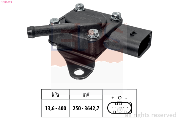 Sensor, exhaust pressure (Front axle)  Art. 1993319