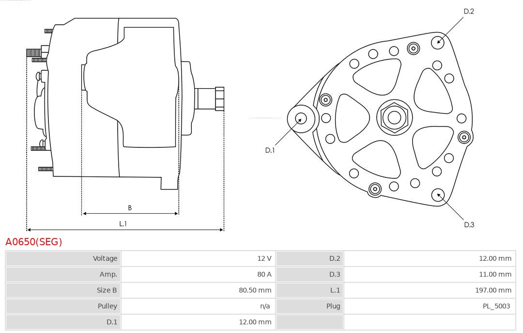 Alternator  Art. A0650SEG