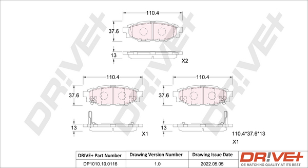 Brake Pad Set, disc brake  Art. DP1010100116