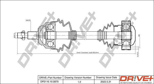 Drive Shaft  Art. DP2110100870