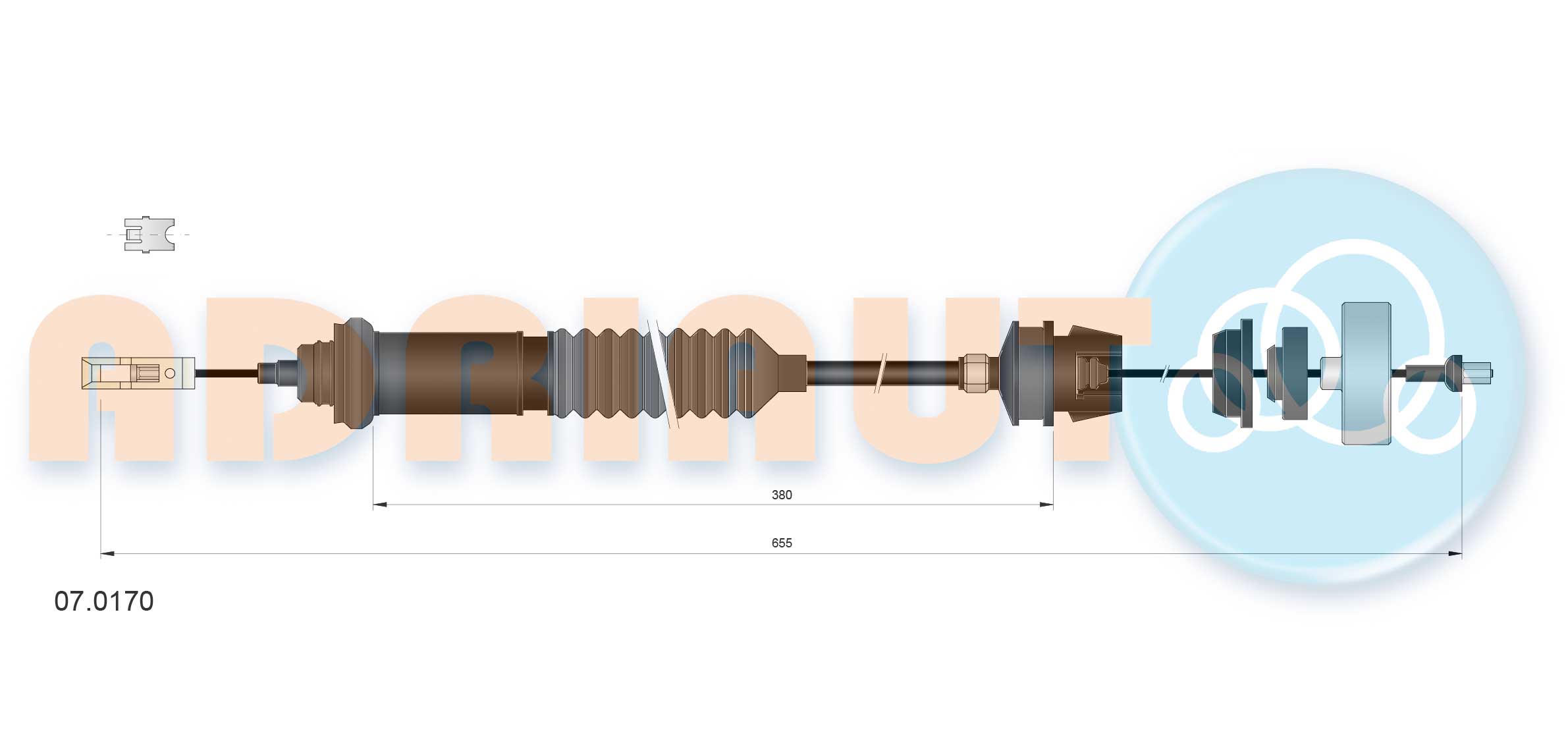 Cable Pull, clutch control (Front axle)  Art. 070170