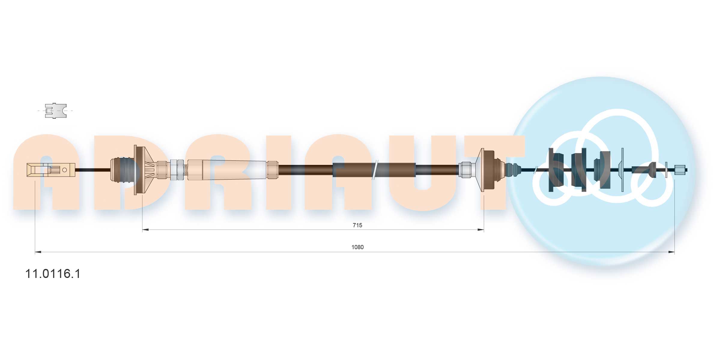 Cable Pull, clutch control (Front axle, right)  Art. 1101161