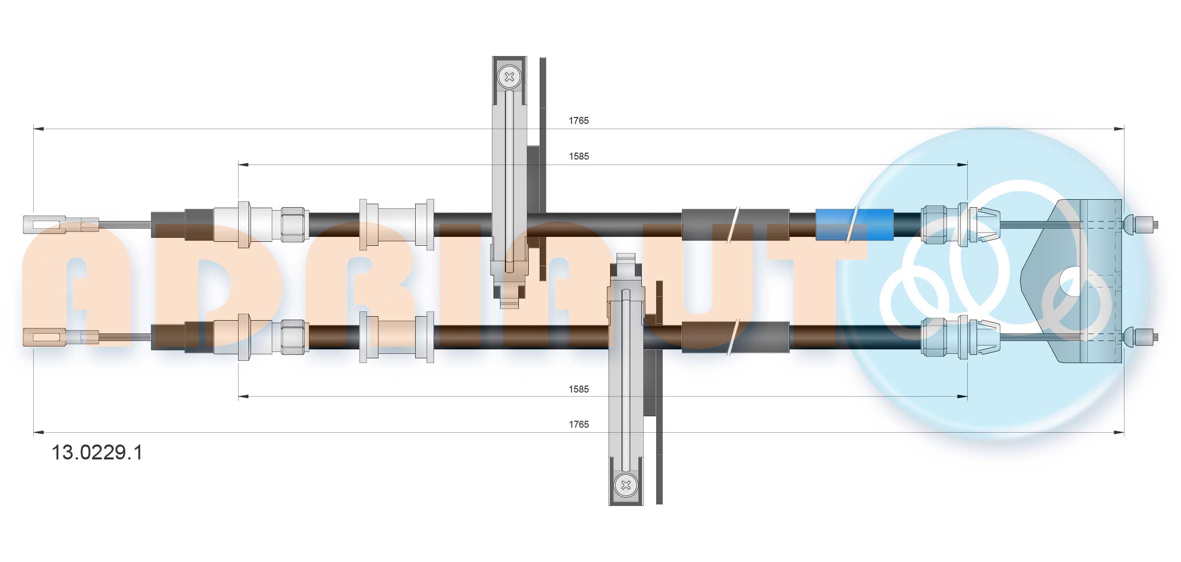 Cable Pull, parking brake (In the middle)  Art. 1302291