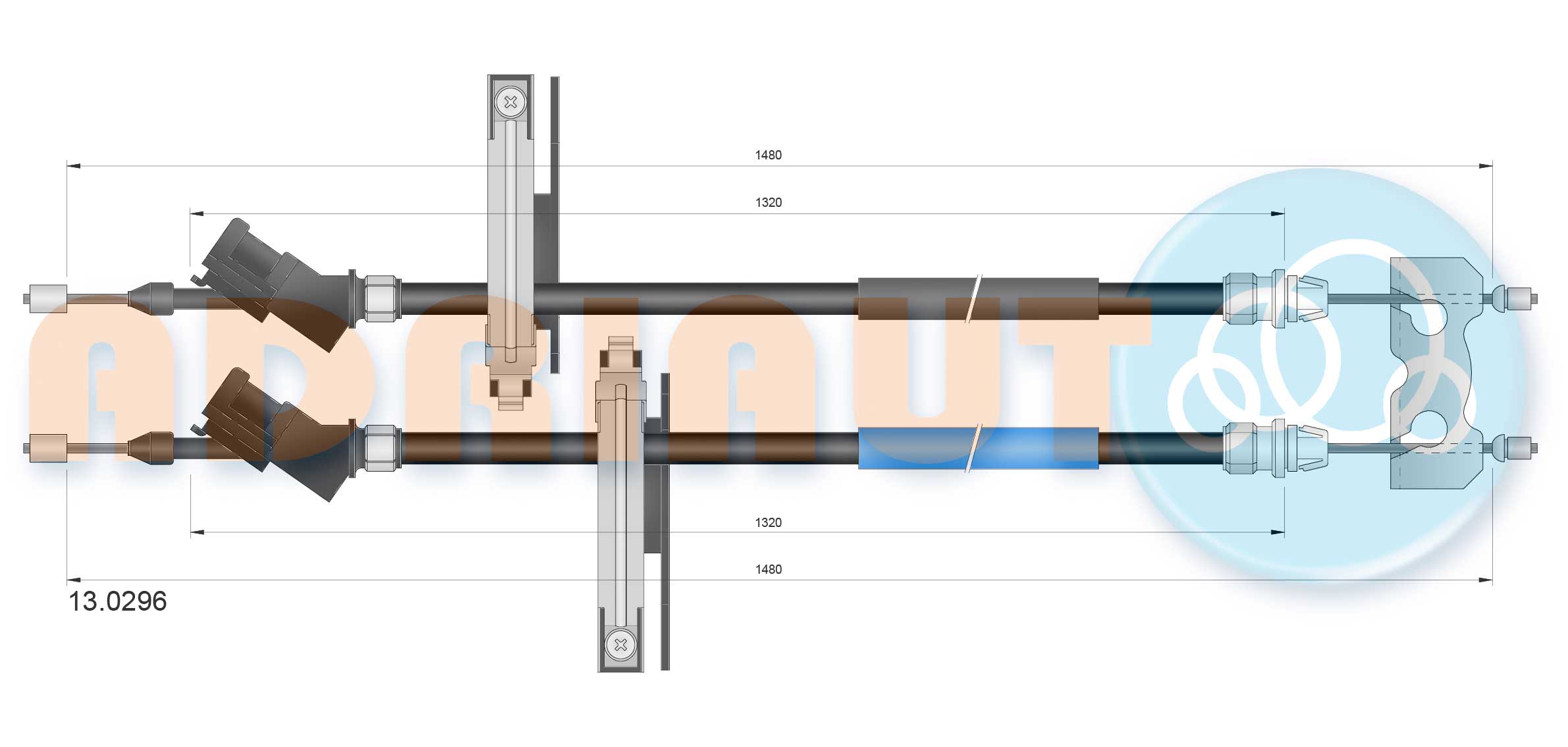 Cable Pull, parking brake (Double cloth)  Art. 130296